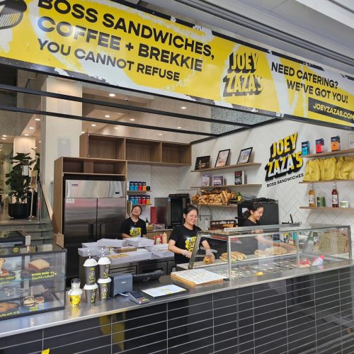 The newly renovated storefront of Joey Zaza's, taken in March 2025.