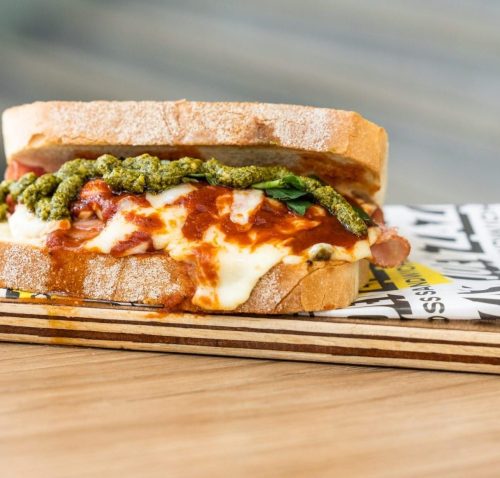 ham-and-cheese sandwich with nonna's secret napoli sauce