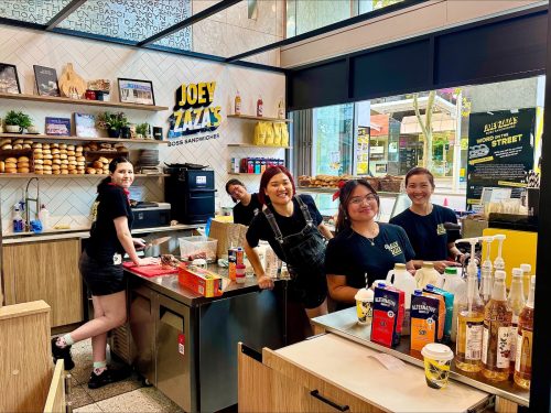 Slinging free coffee in the morning, waking up city workers in Perth CBD