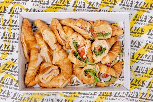 Perth City catering box full of croissant sandwiches. Platter great for sharing.